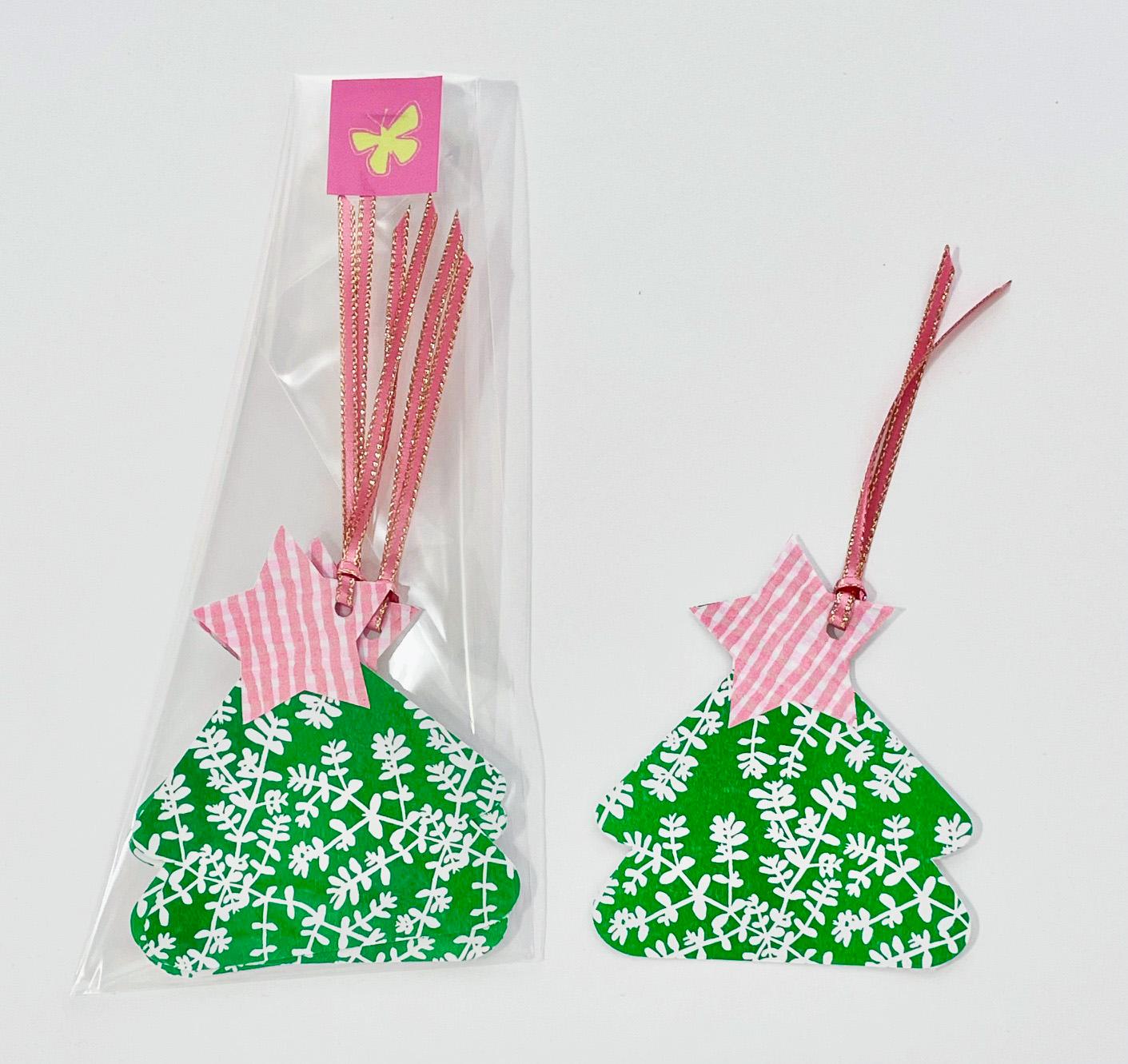 草花模様のツリーカード、メッセージカード、ボタニカル