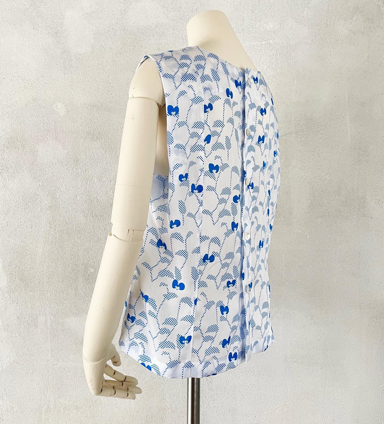 爽やかノースリーブブラウス / ツユクサ 秋まで活躍 ジャケットやニットのインに 草花模様 ボタニカル | 8枚目